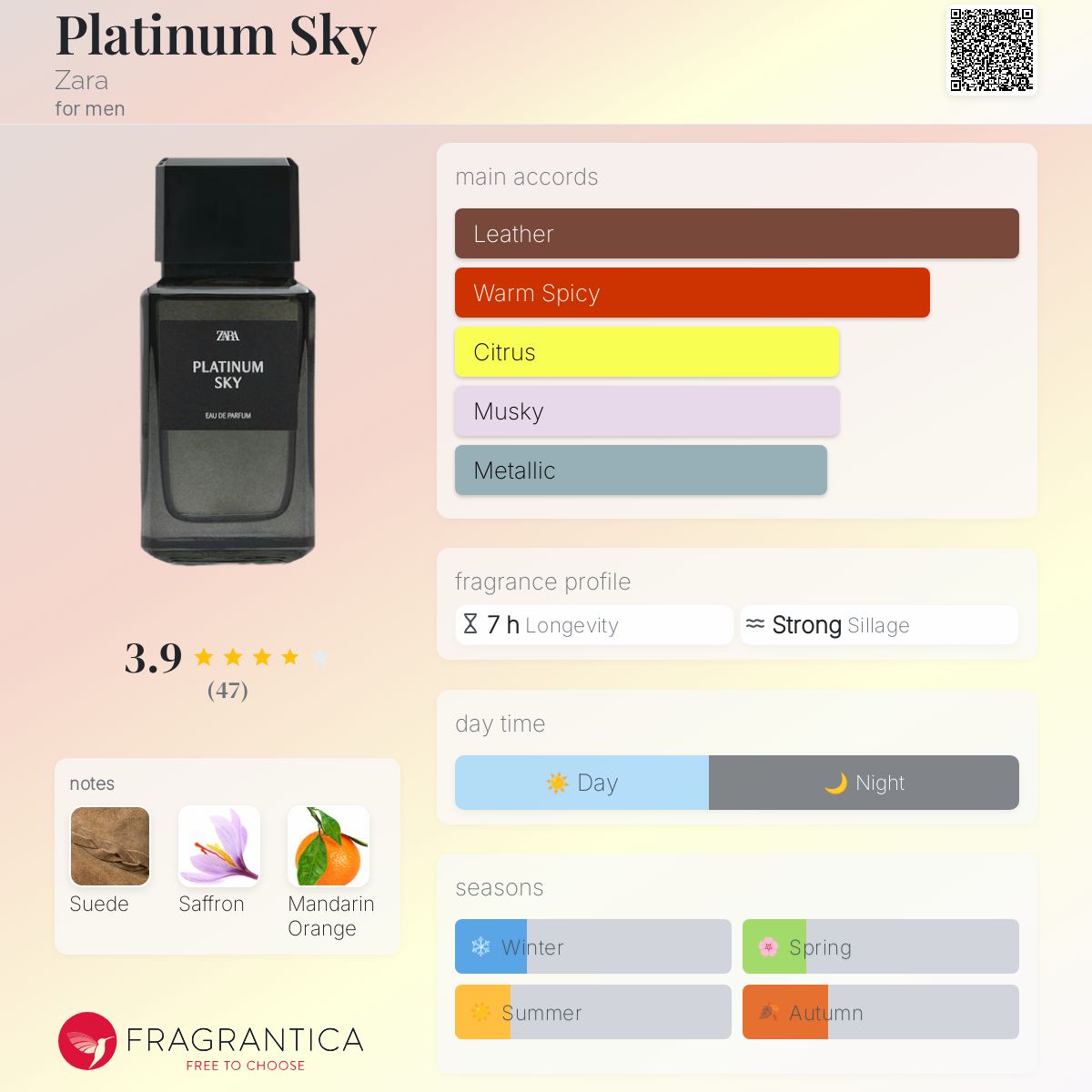 عطر ادکلن پلاتینیوم اسکای زارا - Platinum Sky Zara - بررسی، قیمت و خرید