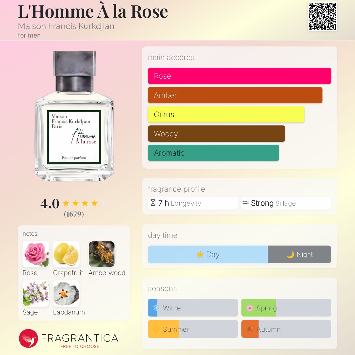 عطر ادکلن لُوم اَ لا روز میسون فرانسس کرکجان - L'Homme À la Rose Maison Francis Kurkdjian - بررسی، قیمت و خرید